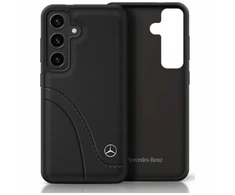 Mercedes Leather Curved Stitches Samsung Galaxy S25 dėklas telefonui juodos spalvos