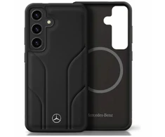 Mercedes Leather Debossed Lines MagSafe Samsung Galaxy S25 Plus dėklas telefonui juodos spalvos