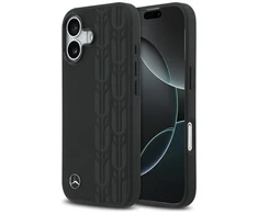Original dėklas MERCEDES Leather Laurel Leaves MagSafe skirtas Apple iPhone 17 juodos spalvos