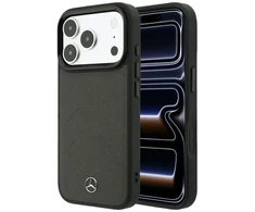 Dėklas Mercedes Leather Mesh with Bow Line MagSafe Case for iPhone 18 Pro Max / 17 Pro Max - Dark Gray