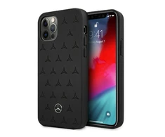 Mercedes Benz Apple iPhone 12 Pro Max Mercedes dėklas odinis Stars Pattern (MEHCP12LPSQBK) juodos spalvos