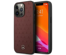 Mercedes MEHCP13LPSQRE iPhone 13 Pro / 13 6,1" raudona/raudona kietas dėklas, odos žvaigždžių raštas