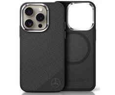 IPHONE 16 PRO Mercedes Silikoninis Tonal Logo Wood Pattern MagSafe (MEHMP16L23SUGDK) dėklas telefonui juodos spalvos