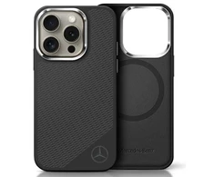 Mercedes MEHMP16X23SUGDK Apple iPhone 16 Pro Max 6.9" dėklas telefonui juodos spalvos Silikoninis Tonal Logo Wood Pattern MagSafe