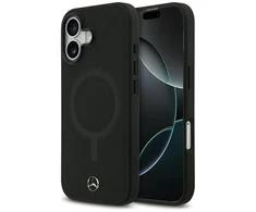 Dėklas Mercedes Plain Smooth Leather MagSafe skirtas Apple iPhone 17 juodos spalvos