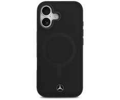 Mercedes Plain Smooth Leather MagSafe dėklas Apple iPhone 17 juodos spalvos