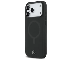 Mercedes Plain Smooth Leather MagSafe dėklas Apple iPhone 17 Pro Max juodos spalvos
