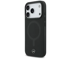 Mercedes Plain Smooth Leather MagSafe dėklas Apple iPhone 17 Pro juodos spalvos