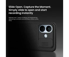 Nillkin CamShield PRO kietas dėklas Xiaomi Redmi Note 17 Pro 5G, skaidrus juodas
