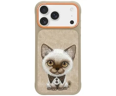 Nimmy Big Eyed Pet 2.0 Cat Dėklas skirtas Apple iPhone 17 Pro rusvai gelsvas