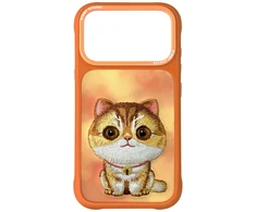 Dėklas Nimmy Big Eyed Pet 2.0 Cat case for iPhone 17 Pro Max - oranžinis