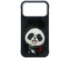 NIMMY dėklas BIG EYED GIANT PANDA, skirtas IPHONE 18 Pro Max/17 Pro Max, juodas