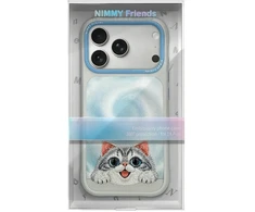 NIMMY dėklas BIG EYED LYING Sidabrinis SHADED CAT, suderinamas su MagSafe, skirtas IPHONE 18 Pro/17 Pro, juodas