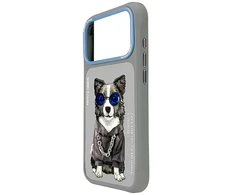 Dėklas NIMMY case GLASSES COOL DOG for IPHONE 18 Pro/17 Pro pilkas