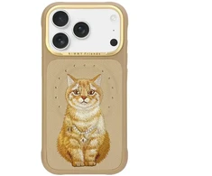 NIMMY dėklas LUCKY FASHION CAT, suderinamas su MagSafe, skirtas IPHONE 18 Pro Max/17 Pro Max, rudas