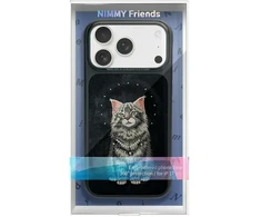 NIMMY dėklas LUCKY FASHION CAT, suderinamas su MagSafe, skirtas IPHONE 18 Pro Max/17 Pro Max, juodas