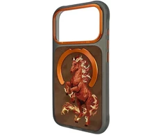 NIMMY dėklas MAGNETIC FANTASY ANIMAL HORSE, suderinamas su MagSafe, skirtas IPHONE 18 Pro/17 Pro, oranžinis