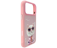 „Nimmy Cool&amp;Cute 2.0“ dėklas su katės atvaizdu, skirtas „iPhone 17 Pro“ - Rožinė