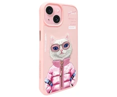 Nimmy Apple iPhone 15 6.1" dėklas telefonui rožinės spalvos Cool&amp;Cute 2.0 Cat