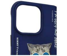 NIMMY dėklas GLASSES COOL CAT, skirtas IPHONE 15 Pro, mėlynas