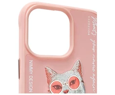 Nimmy Apple iPhone 15 Pro 6.1" dėklas telefonui rožinės spalvos Glasses Cool Cat