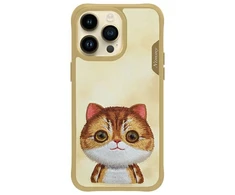 Nimmy Apple iPhone 15 Pro Max 6.7" dėklas telefonui haki spalvos Big Eyed Pet 2.0 Cat