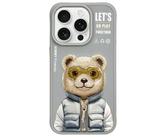 Nimmy Apple iPhone 15 Pro Max 6.7" dėklas telefonui pilkos spalvos Cool&amp;Cute 2.0 Bear
