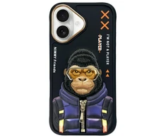 Nimmy Apple iPhone 16 6.1" dėklas telefonui juodos spalvos Cool&amp;Cute 2.0 Monkey
