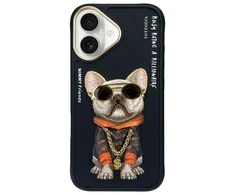 Nimmy Apple iPhone 16 6.1" dėklas telefonui juodos spalvos Glasses Cool Dog