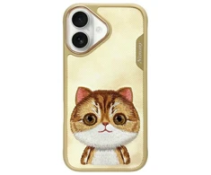 Nimmy Apple iPhone 16 6.1" dėklas telefonui haki spalvos Big Eyed Pet 2.0 Cat