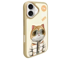 Nimmy Apple iPhone 16 6.1" dėklas telefonui haki spalvos Cool&amp;Cute 2.0 Cat