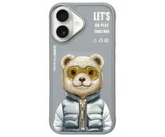 Nimmy Apple iPhone 16 6.1" dėklas telefonui pilkos spalvos Cool&amp;Cute 2.0 Bear