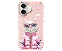Nimmy Apple iPhone 16 6.1" dėklas telefonui rožinės spalvos Cool&amp;Cute 2.0 Cat