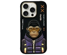 Nimmy Apple iPhone 16 Pro 6.3" dėklas telefonui juodos spalvos Cool&amp;Cute 2.0 Monkey