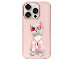 Nimmy Apple iPhone 16 Pro Max 6.9" dėklas telefonui rožinės spalvos Glasses Cool Cat