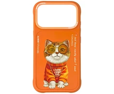 Dėklas Nimmy Glasses Cool Cat Case for iPhone 17 Pro Max - Oranžinis