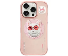 Dėklas Nimmy Glasses Cool Cat MagSafe Apple iPhone 16 Pro rožinės spalvos