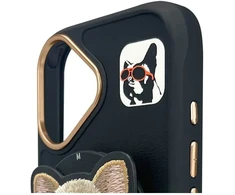 Dėklas Nimmy Glasses Cool Dog MagSafe Apple iPhone 16 juodos spalvos