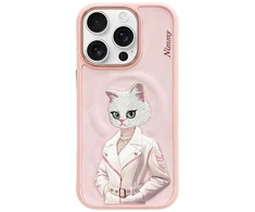 „Nimmy Magnetic“ madingas mielas augintinio formos „MagSafe“ dėklas, skirtas „iPhone 16 Pro Max“ – rožinis