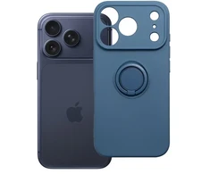OEM dėklas, skirtas iPhone 17 Pro / 18 Pro, silikoninis žiedas, tamsus, mėlynas