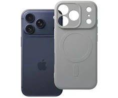 Dėklas Oem Case for iPhone 18 Pro / 17 Pro Silicone Mag Cover compatible with MagSafe (camera protection) sidabrinis