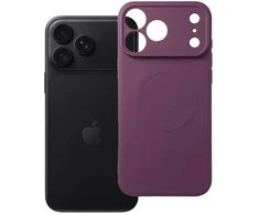 Oem dėklas iPhone 18 Pro Max / 17 Pro Max iš silikono su Mag dangteliu, suderinamas su MagSafe (kameros apsauga), bordo spalvos