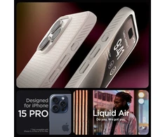 Dėklas Spigen Liquid Air, natural titanium – Apple iPhone 15 Pro