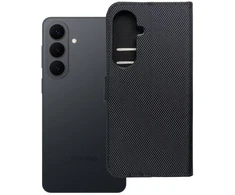 Oem Dėklas su klapką na Samsung S26 PLUS 4Card RFID antykradzieżowe tech fabric juoda