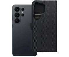 Oem Dėklas su klapką na Xiaomi 17 PRO / 18 PRO 4Card RFID antykradzieżowe tech fabric juoda