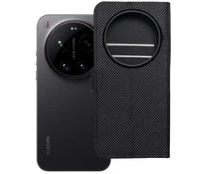 Oem Dėklas su klapką na Xiaomi 17 ULTRA 4Card RFID antykradzieżowe tech fabric juoda
