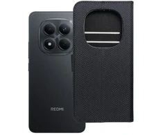 Oem Xiaomi „Redmi NOTE 15 PRO 4G“ 4Card RFID apsauginis dėklas su atlenkiamu viršeliu iš techninio audinio, juodas