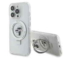 Apple iPhone 14 Pro Karl Lagerfeld dėklas Ring Stand Karl&amp;Choupettte MagSafe (KLHMP14LHMRSKCH) baltos spalvos