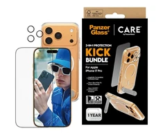 Panzer Glass „CARE by PanzerGlass Feature Kick 3in1“ dėklas + stiklas + objektyvo apsaugos rinkinys, skirtas „iPhone 17 Pro“