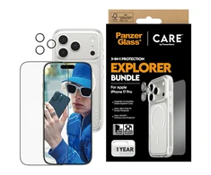 Panzer Glass „CARE by PanzerGlass Flagship Explorer 3 viename“ dėklas + stiklas + objektyvo apsaugos rinkinys, skirtas „iPhone 17 Pro“